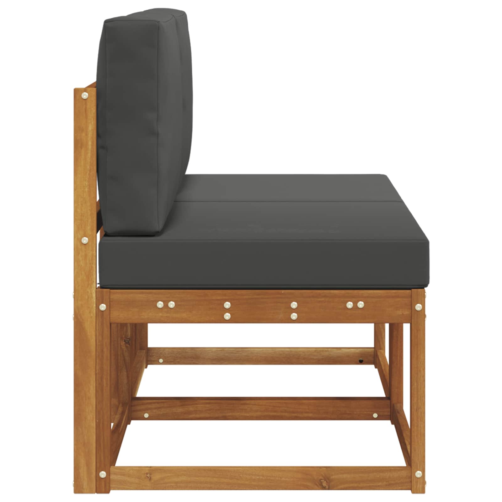 2 Kos Srednji zunanji kavč Masiven les akacije Naravna - slika 4