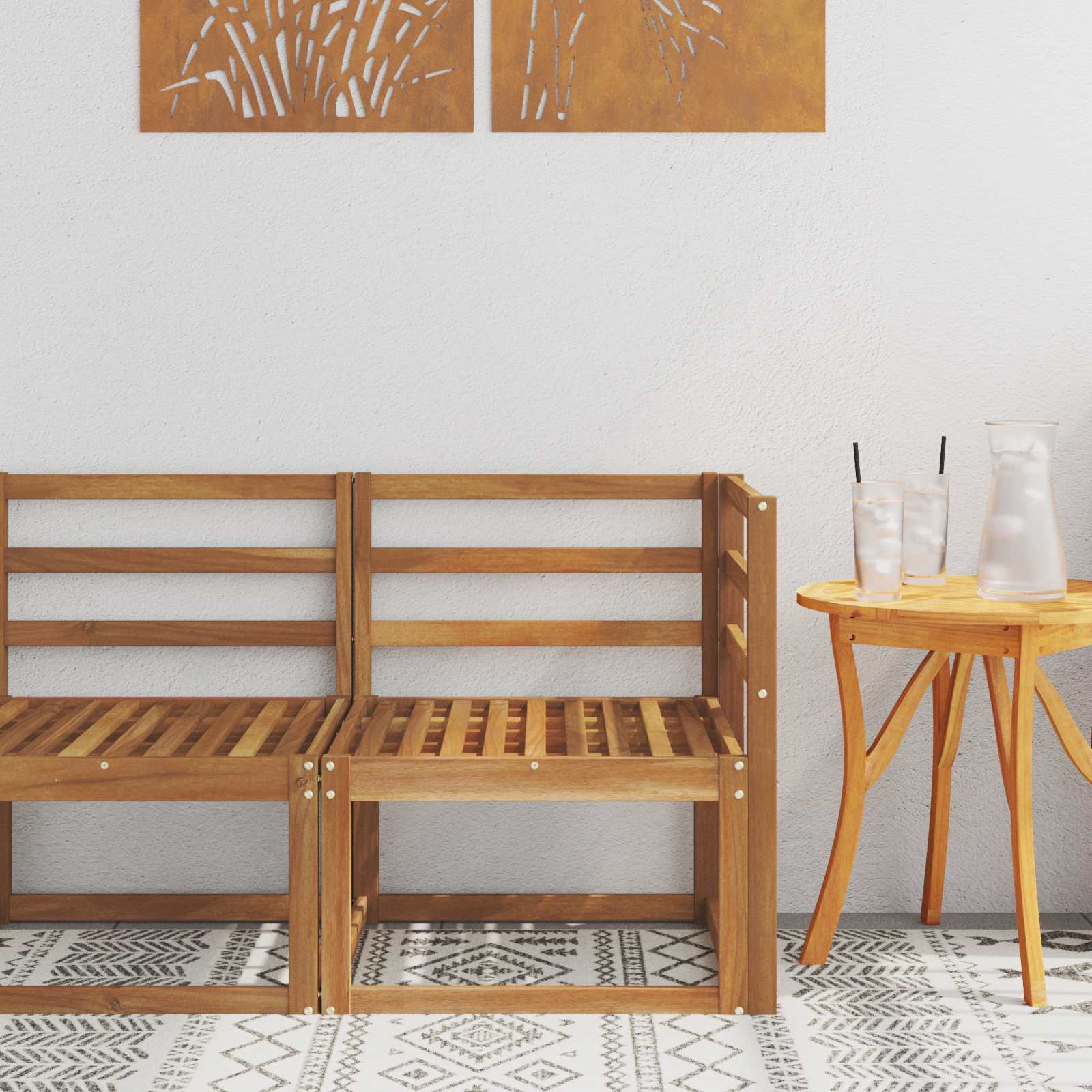 vidaXL Outdoor Ecksofa Massivholz Akazie Natur 63 x 63 x 73 cm