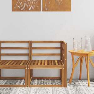 Zunanja kotna sedežna garnitura Masiven les akacije Naravna