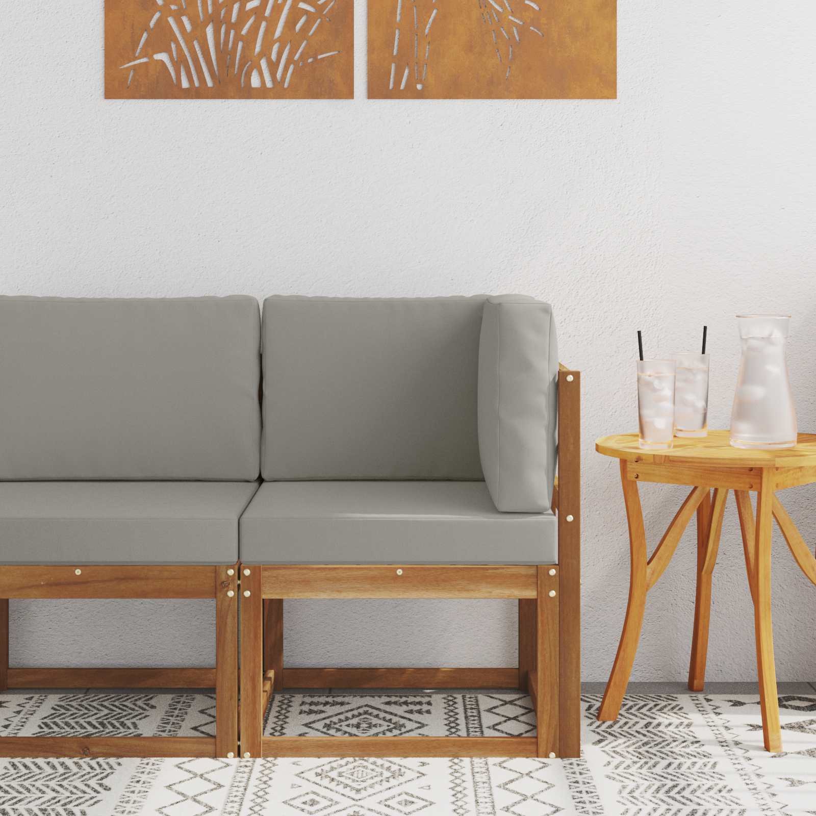 vidaXL Outdoor Ecksofa Massivholz Akazie Natur