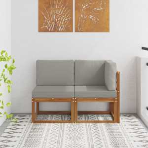 Zunanji srednji in kotiček kavč 2 Kos Naravna in svetlo siva