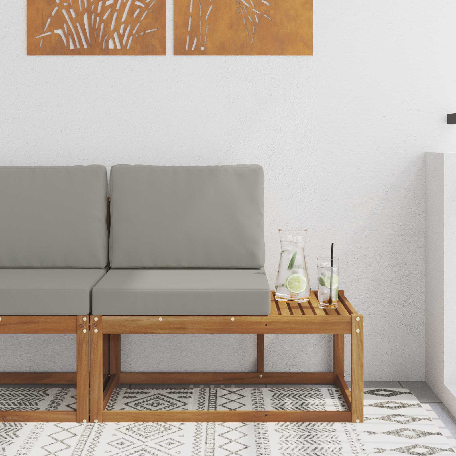 vidaXL Outdoor End Sofa Natur 91 x 63 x 73 cm Massivholz Akazie