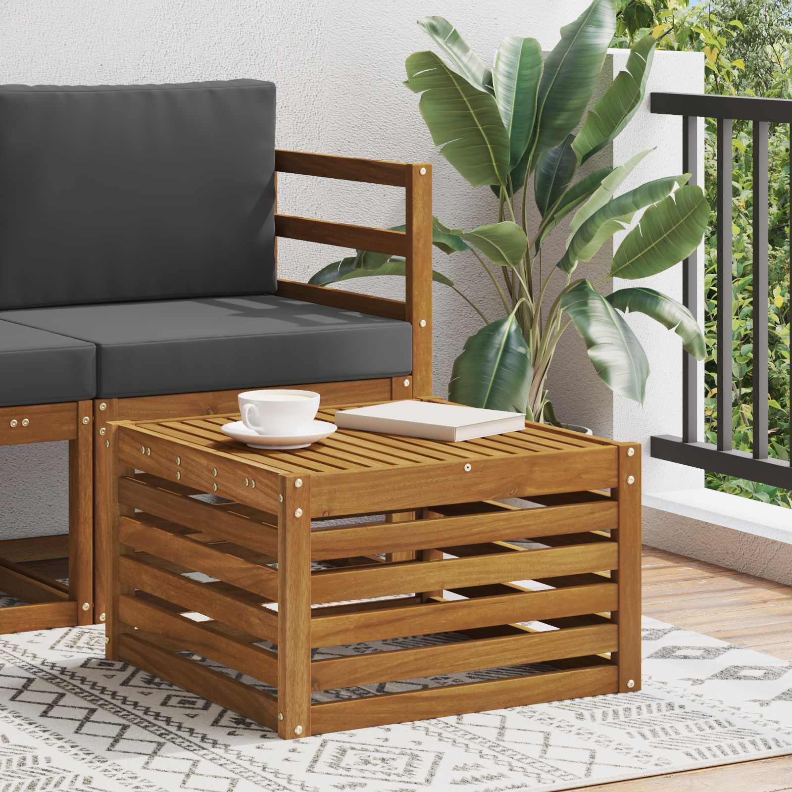 vidaXL Tisch für Outdoor Massivholz Akazie Natur 59 x 59 x 37 cm