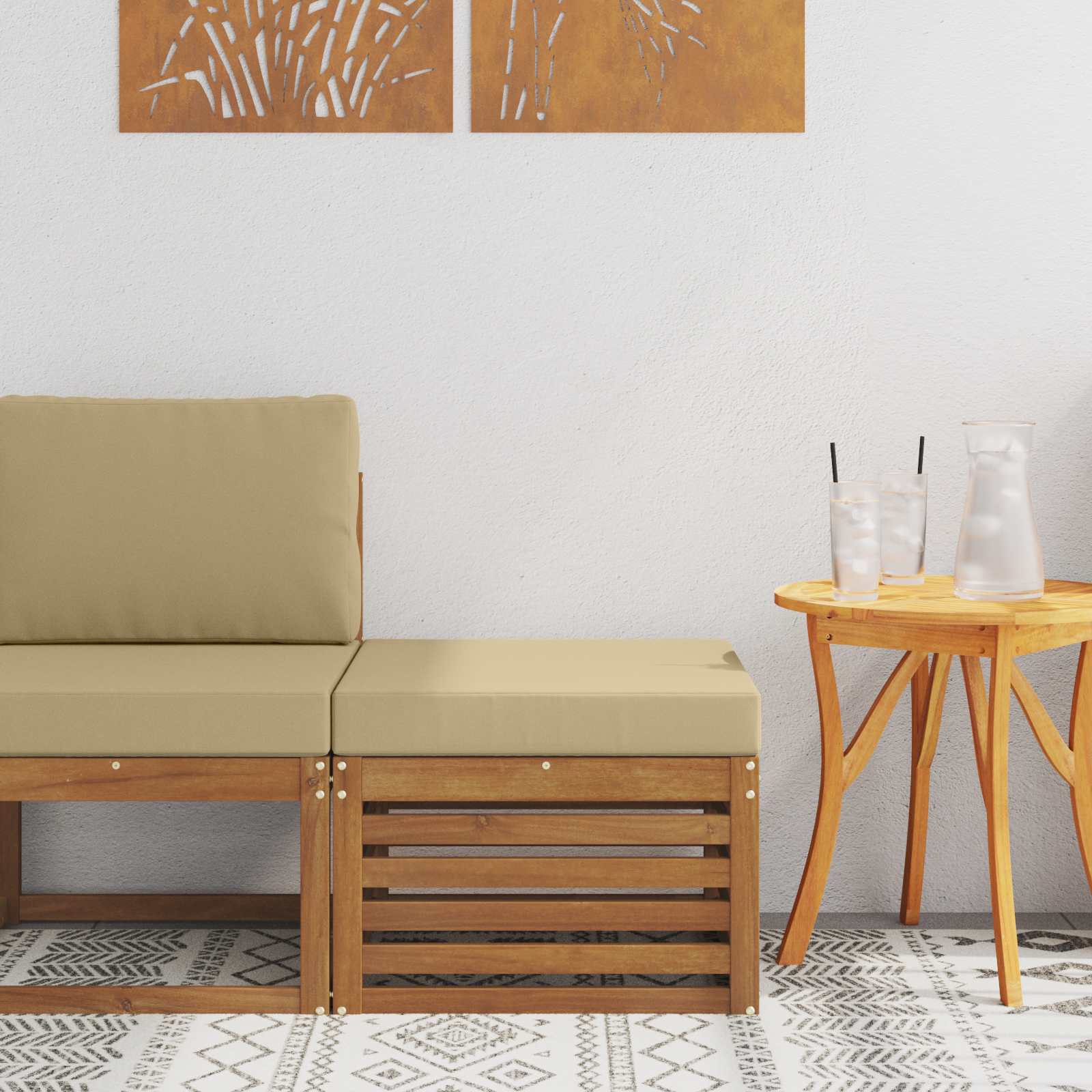 vidaXL Outdoor-Fußhocker Massivholz Akazie Natur