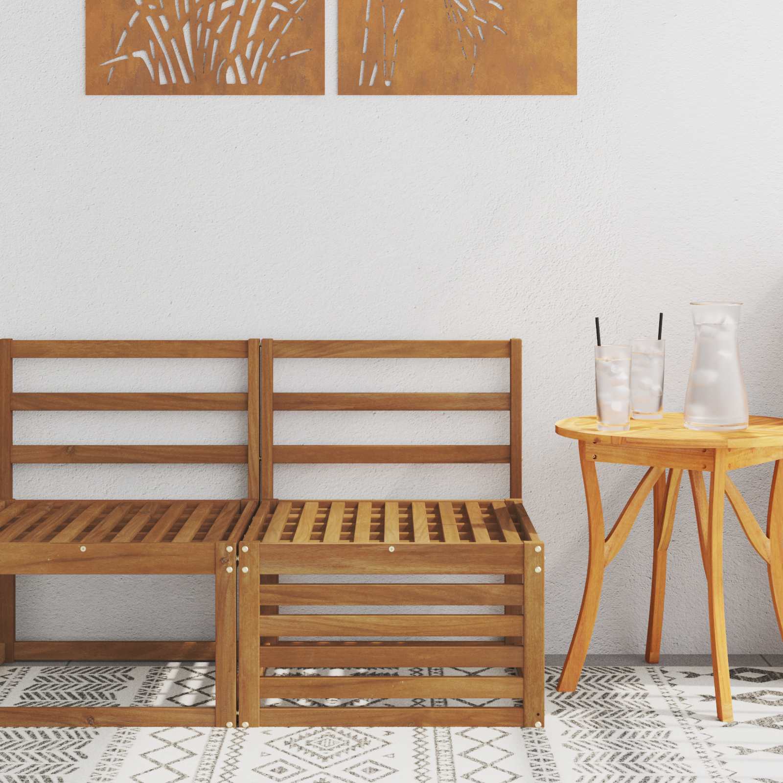 vidaXL Outdoor Mittelsofa Massivholz Akazie Natur 59 x 63 x 73 cm