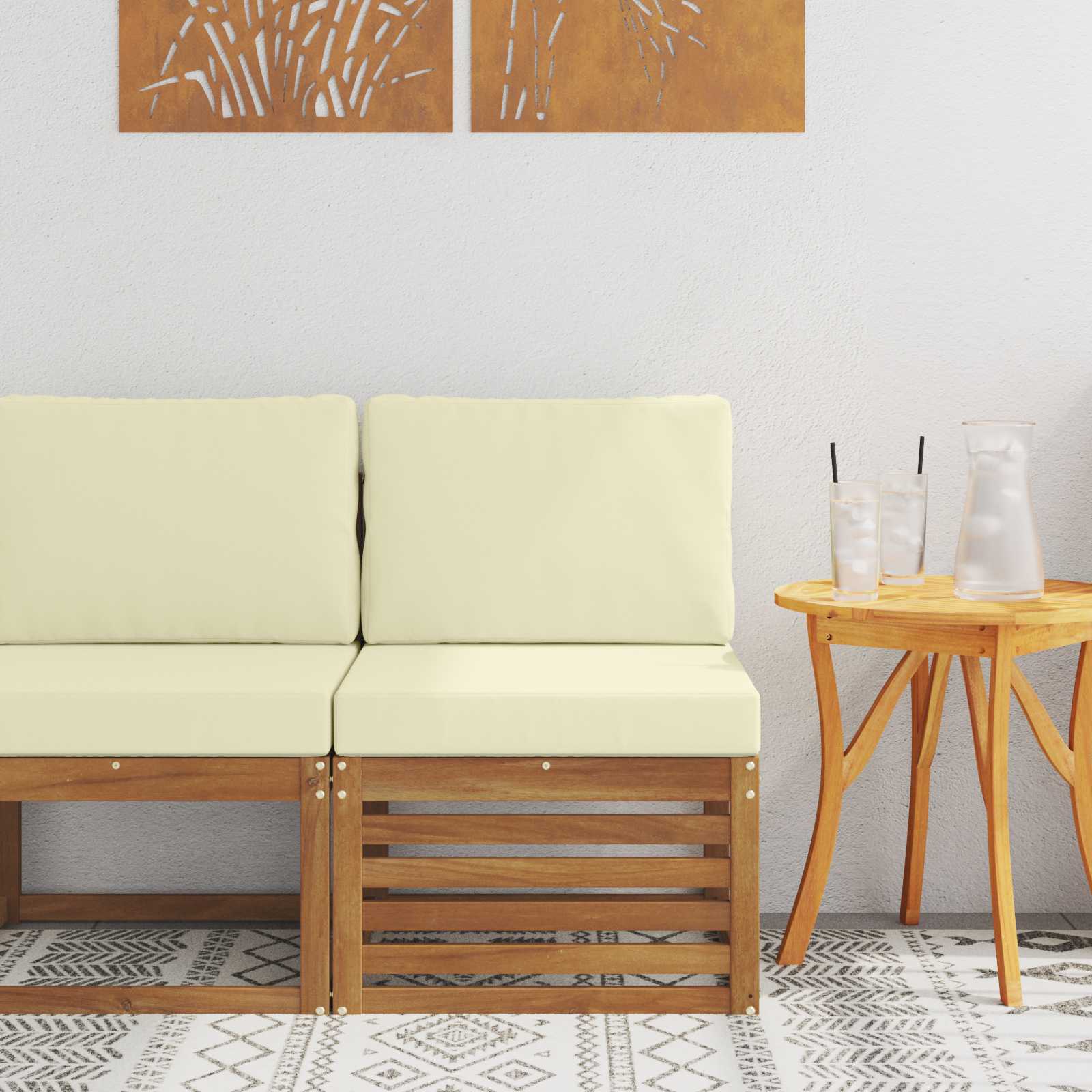 vidaXL Canapea Medie pentru Exterior Lemn Solid de Acacia natural