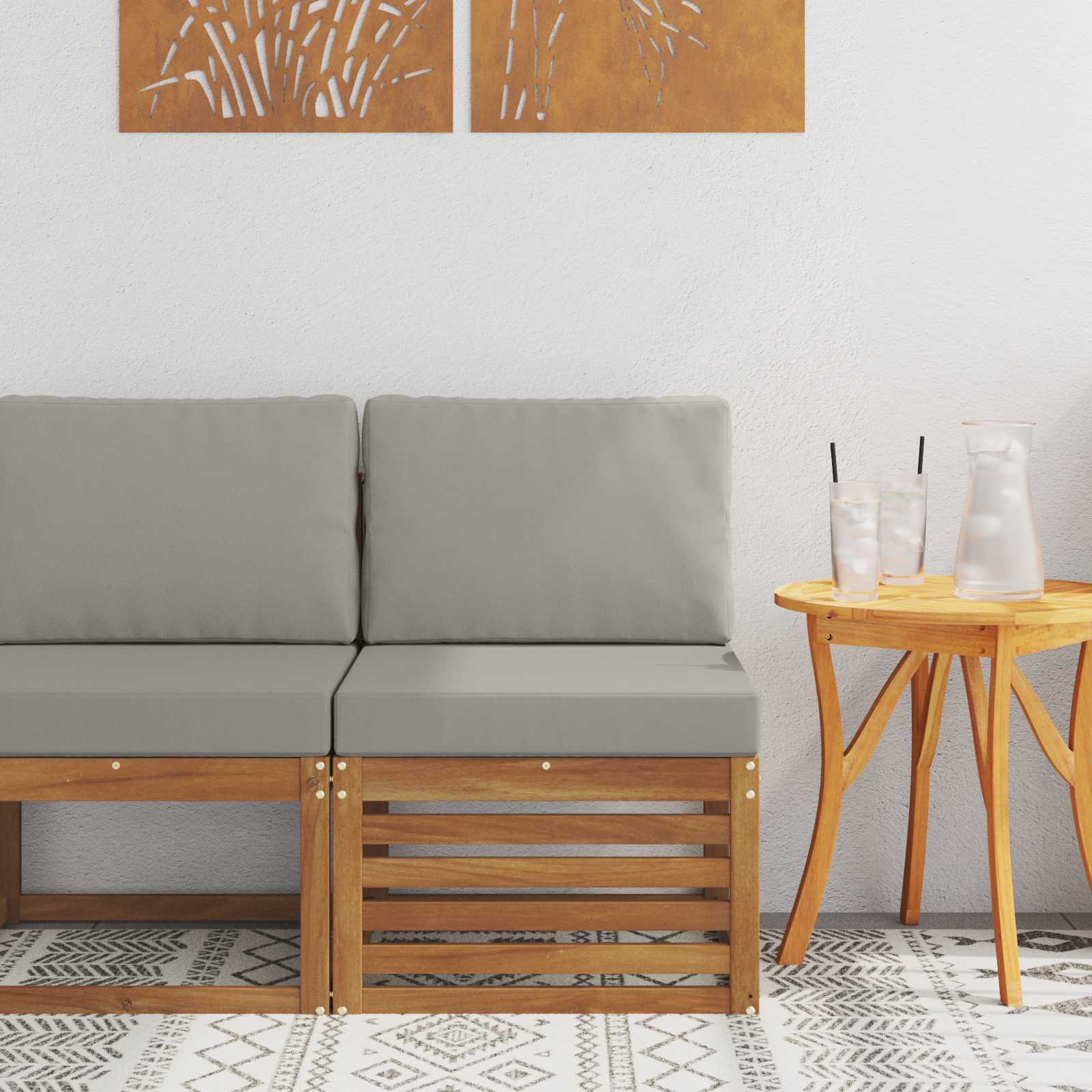 Srednji zunanji kavč Masiven les akacije Naravna