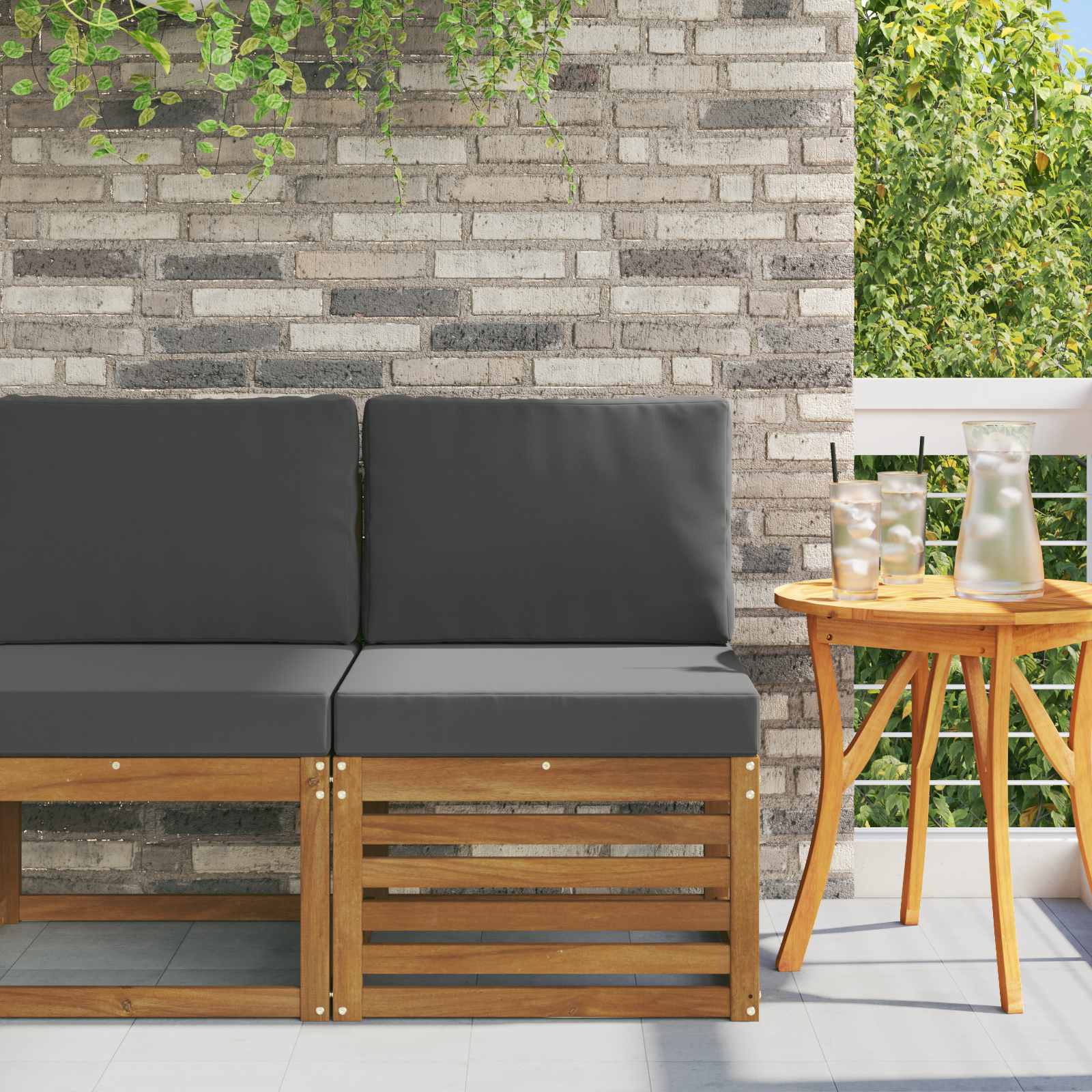 vidaXL Canapea Medie pentru Exterior Lemn Solid de Acacia natural