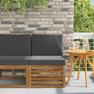 Srednji zunanji kavč Masiven les akacije Naravna