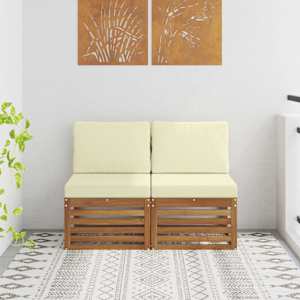 2 Kos Srednji zunanji kavč Masiven les akacije Naravna