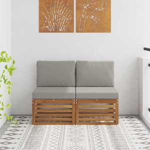 2 Kos Srednji zunanji kavč Masiven les akacije Naravna