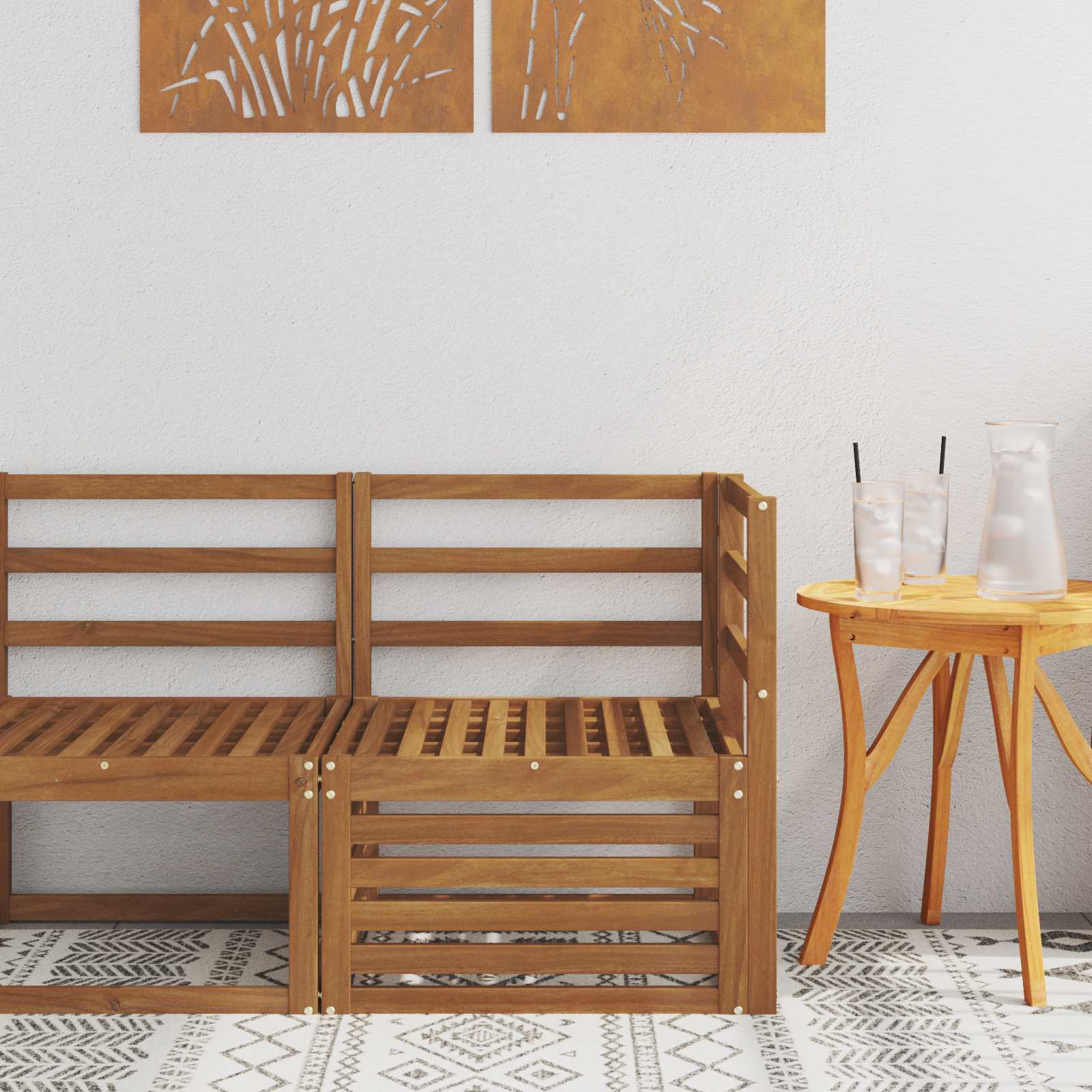 vidaXL Outdoor Ecksofa Massivholz Akazie Natur 63 x 63 x 73 cm