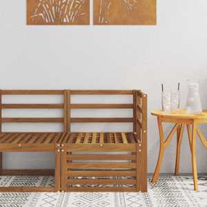 Zunanja kotna sedežna garnitura Masiven les akacije Naravna