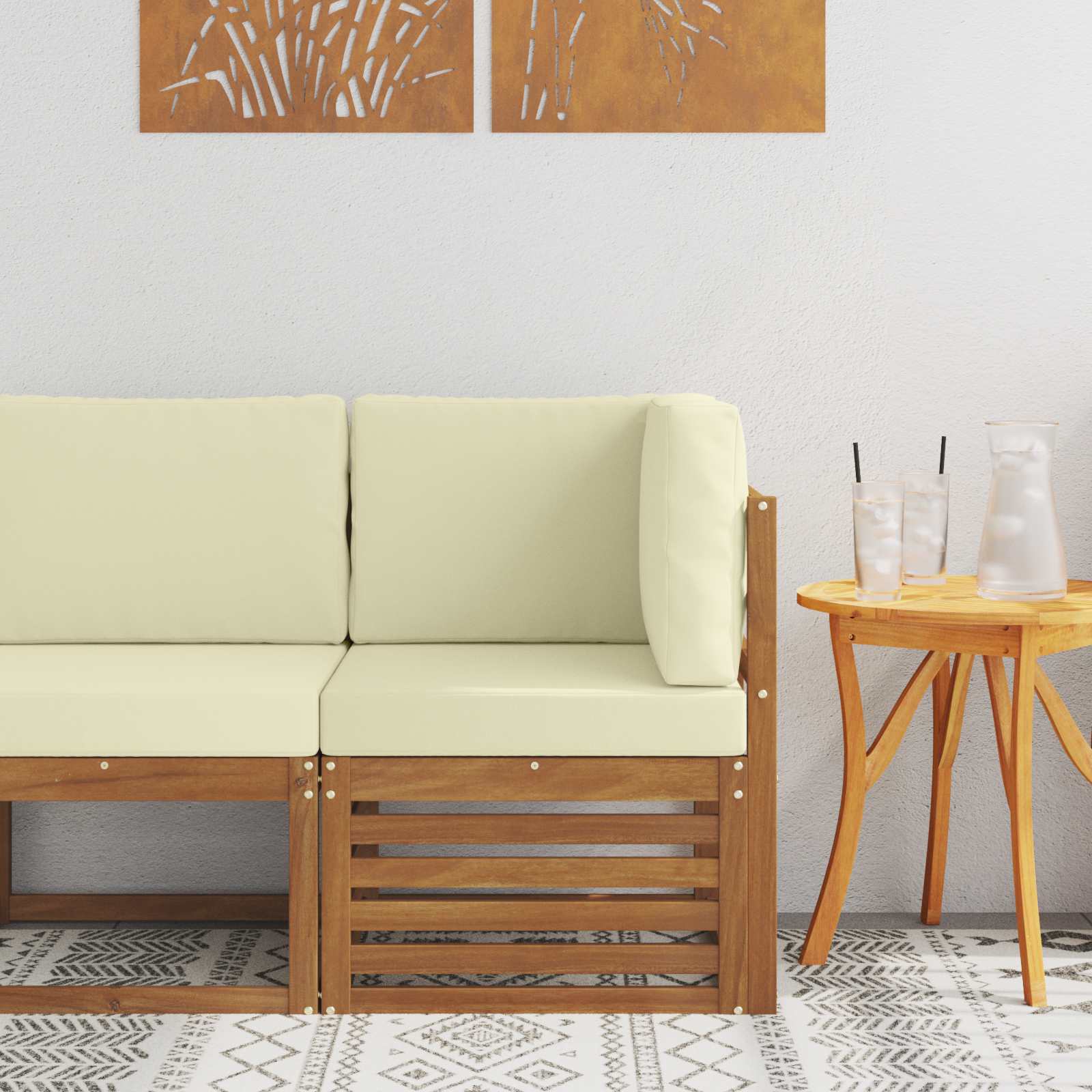 vidaXL Outdoor Ecksofa Massivholz Akazie Natur