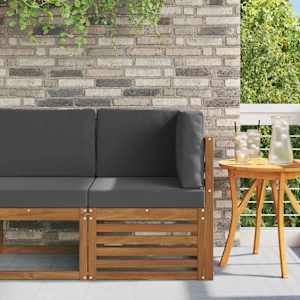 Zunanja kotna sedežna garnitura Masiven les akacije Naravna