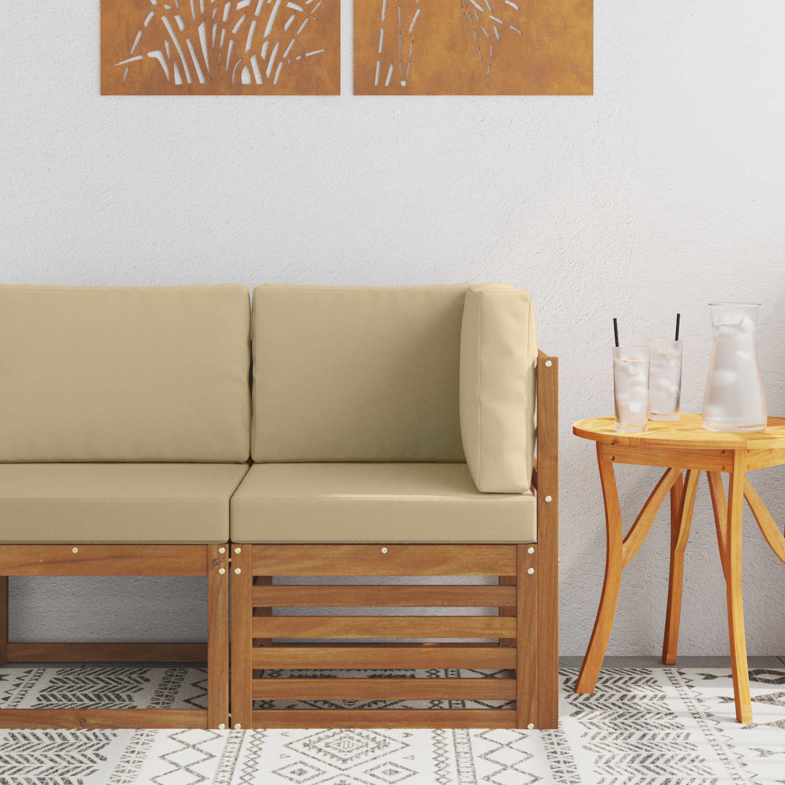 vidaXL Sofa Colțar pentru Exterior Lemn Solid de Acacia natural