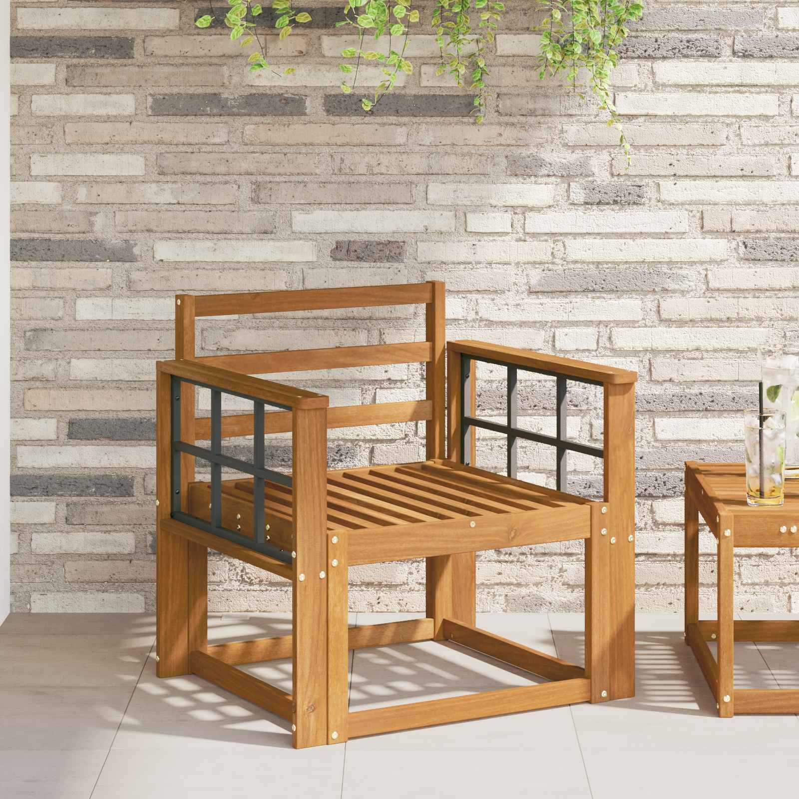 Armleuning 2 st Naturel 60 x 6 x 61 cm Massief Acaciahout image 1