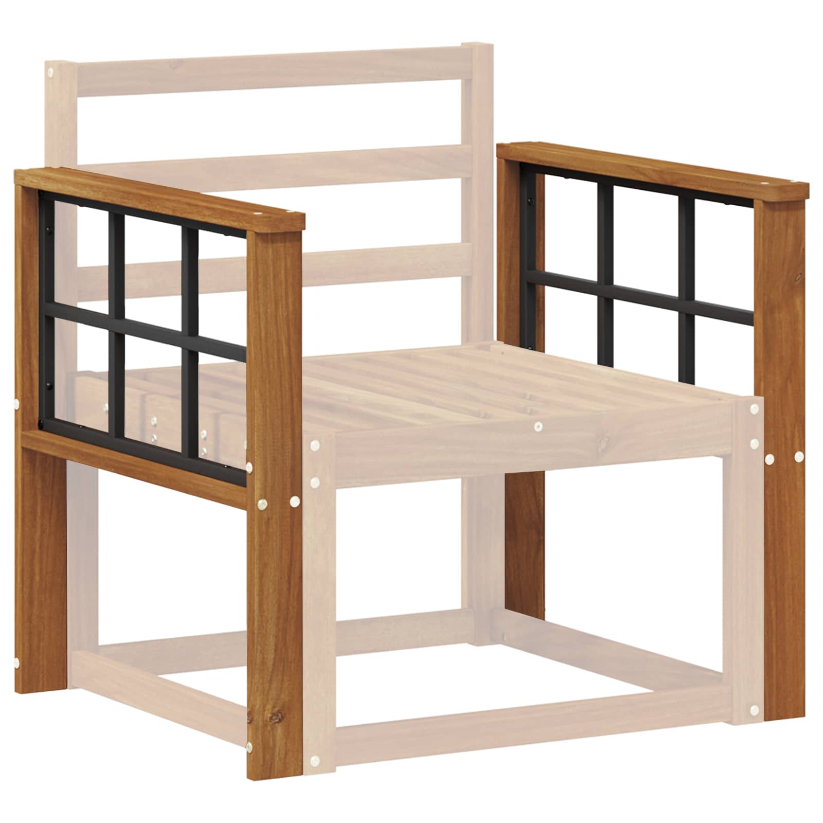 Armleuning 2 st Naturel 60 x 6 x 61 cm Massief Acaciahout image 3