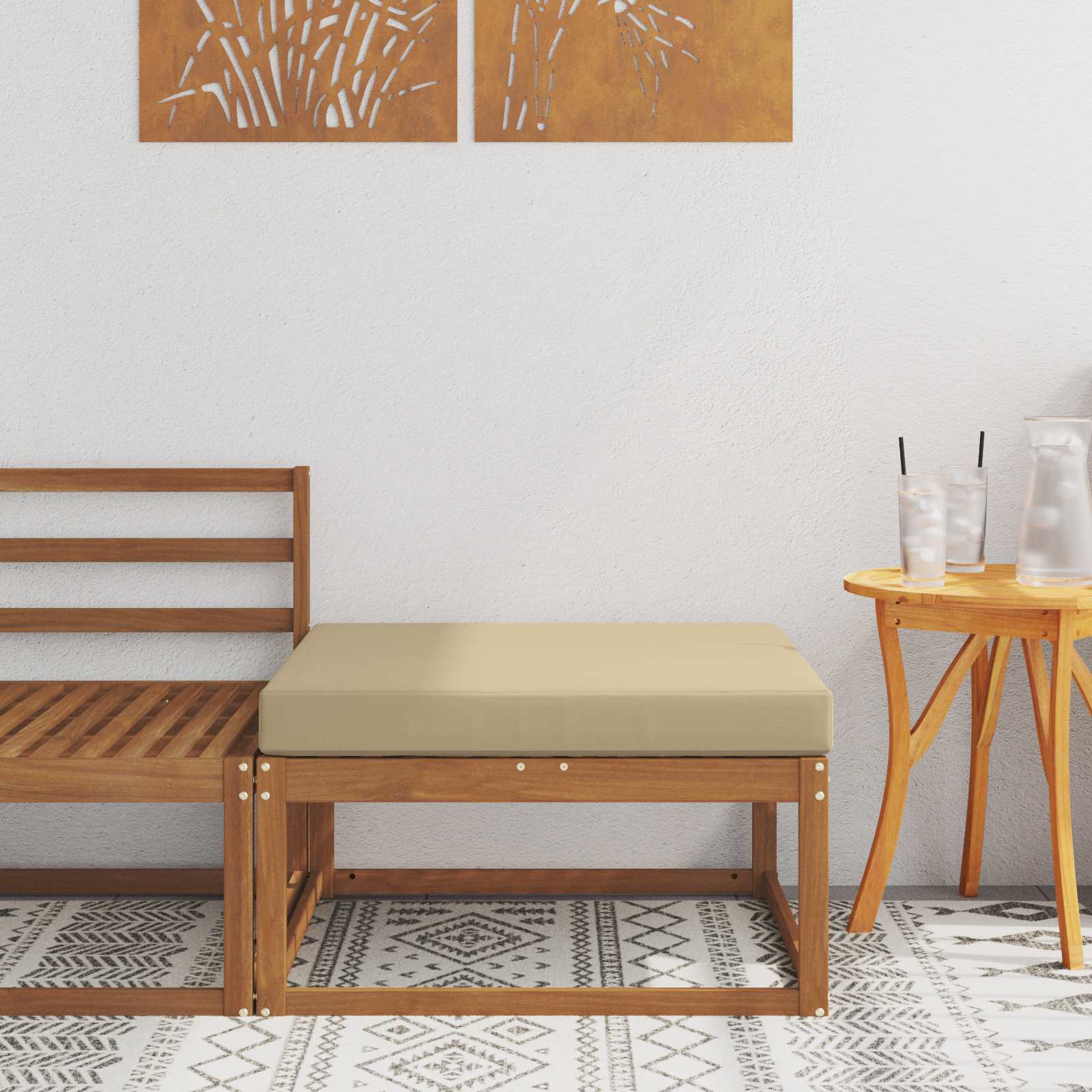 vidaXL Outdoor-Fußhocker Massivholz Akazie Natur