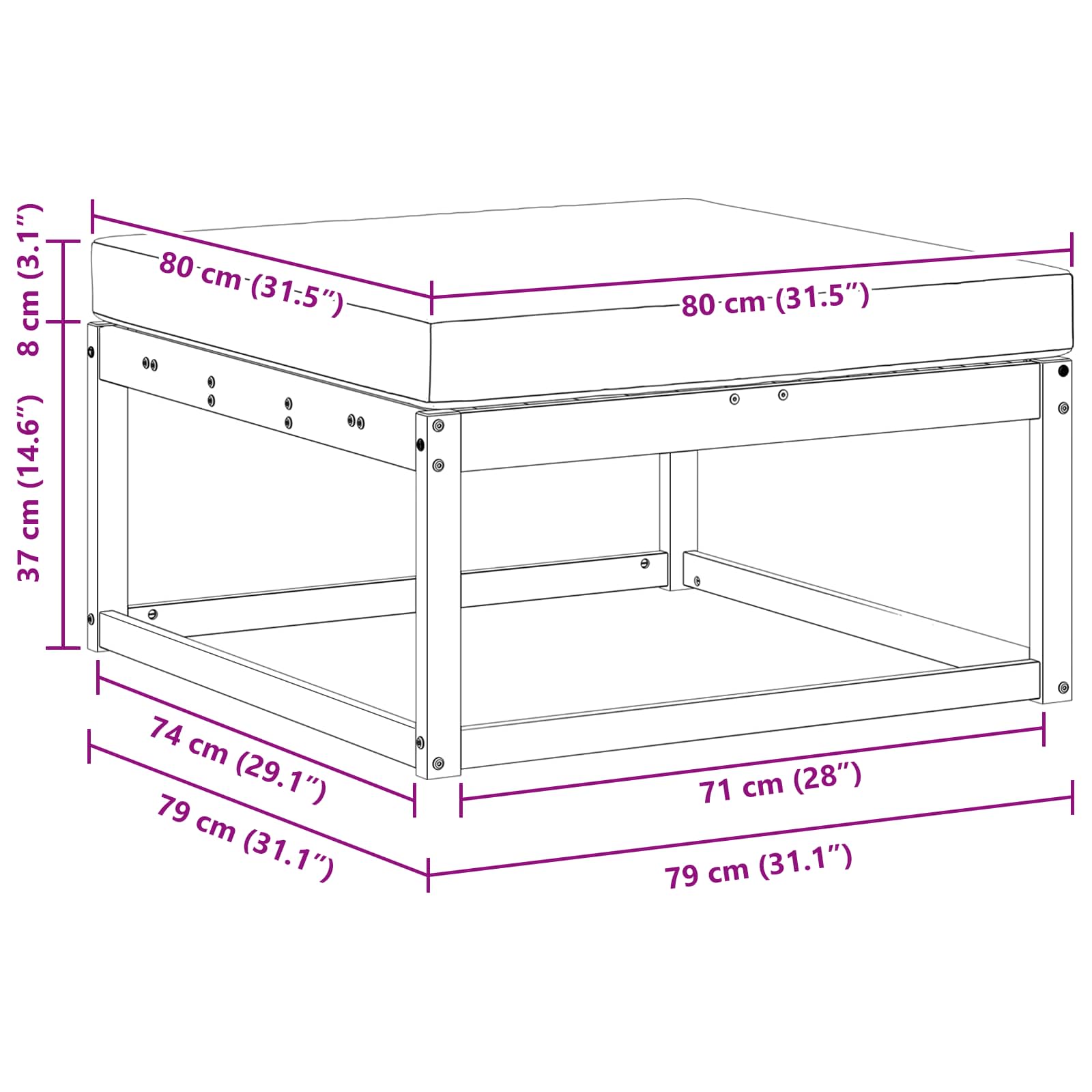 Buiten Voetenbank Massief Acaciahout Naturel image 7