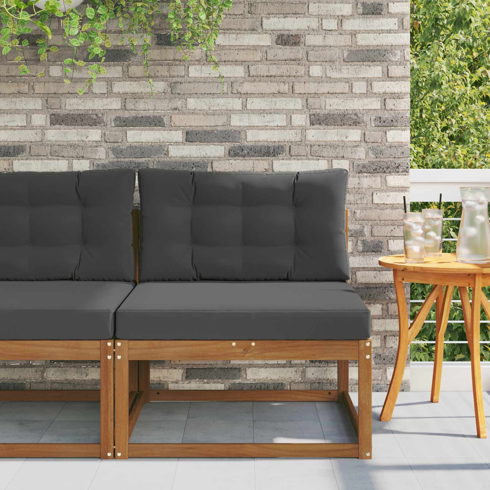 vidaXL Canapea Medie pentru Exterior natural