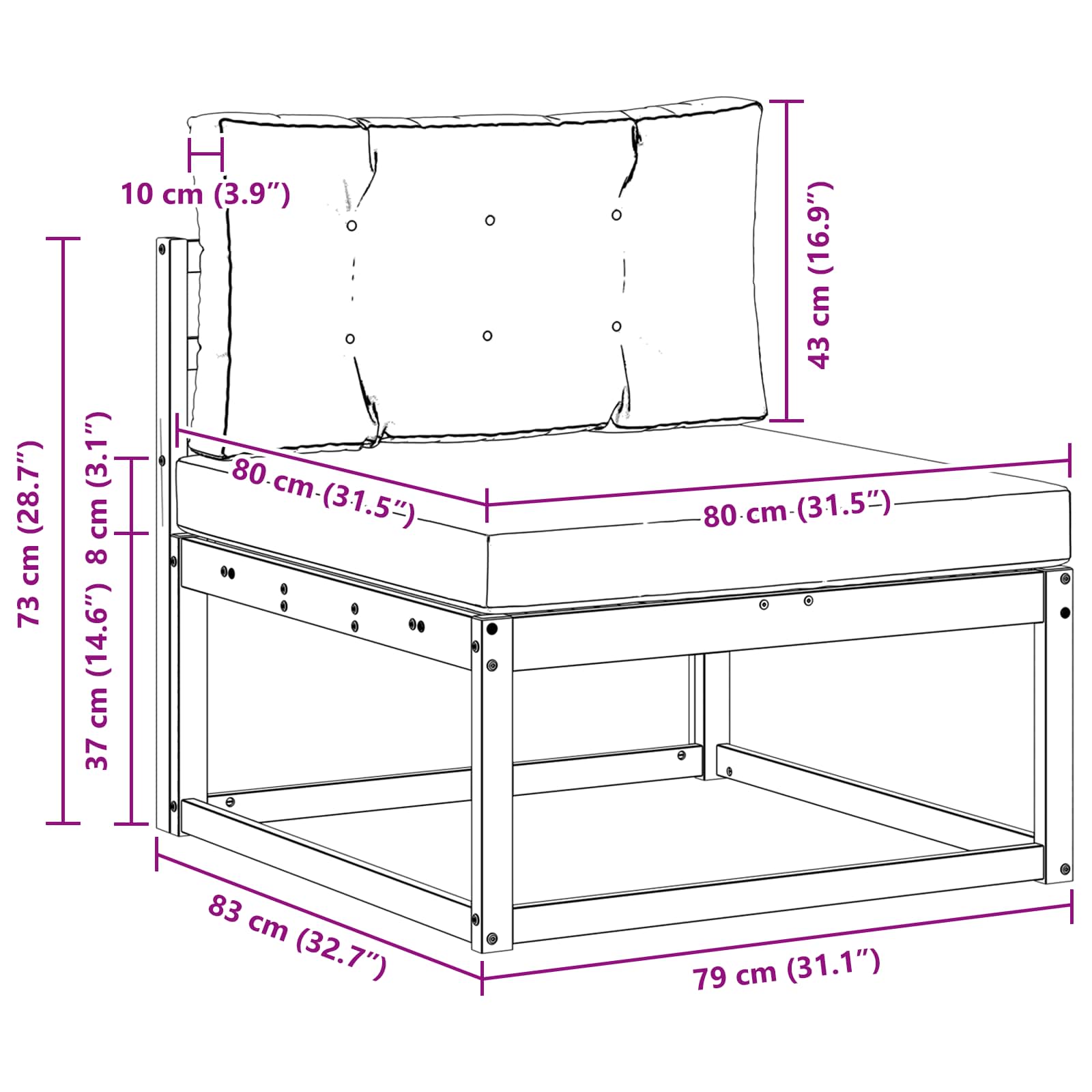 Buiten Midden Sofa Massief Acaciahout Naturel image 7