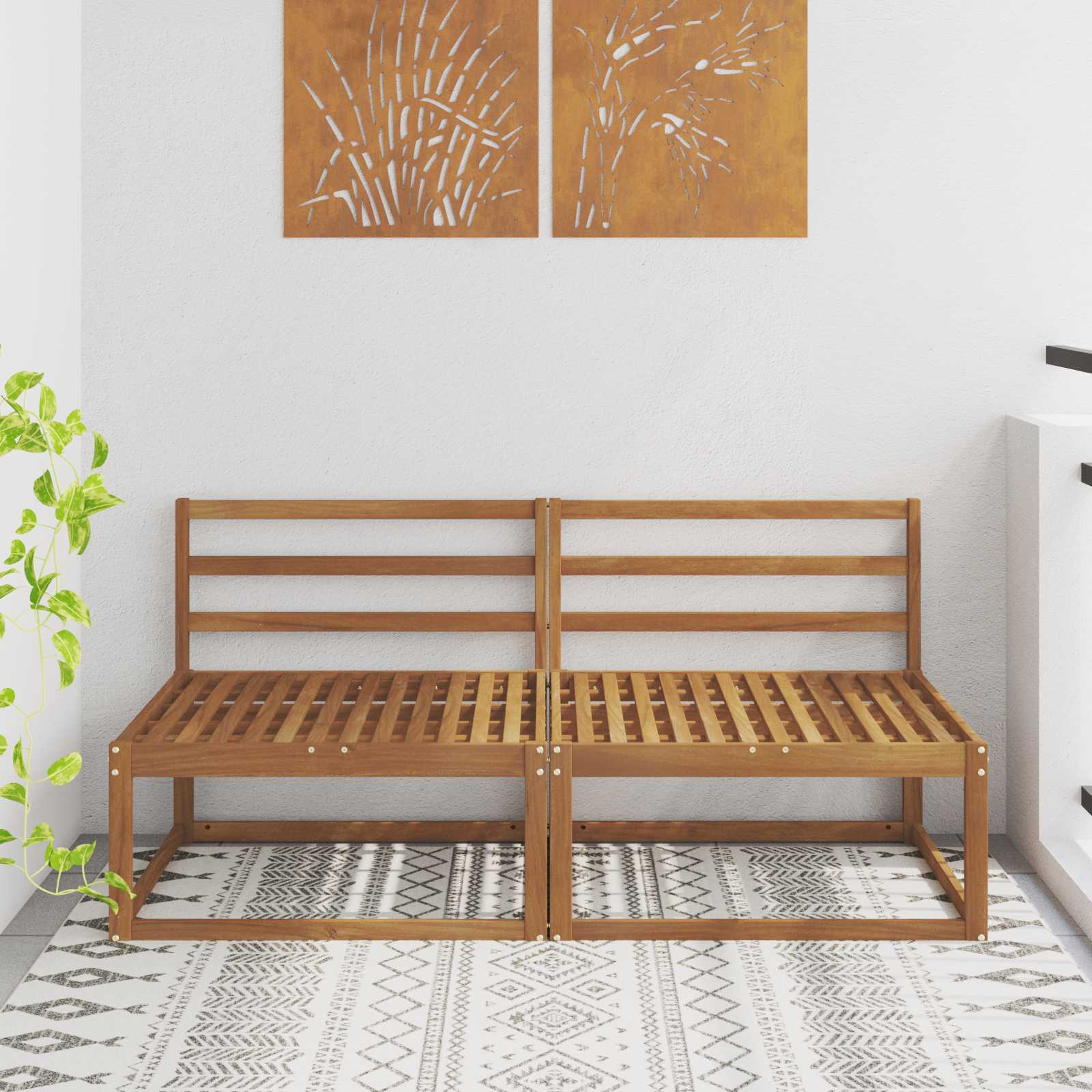 2 Stuk Buiten Midden Sofa Massief Acaciahout Naturel image 1