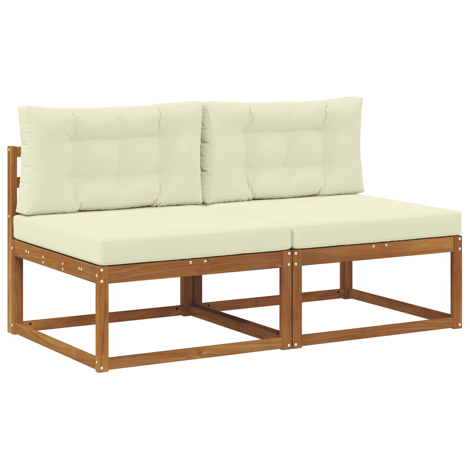 Buiten Midden Sofa met kussen 2 Stuk Naturel Massief Acaciahout image 2