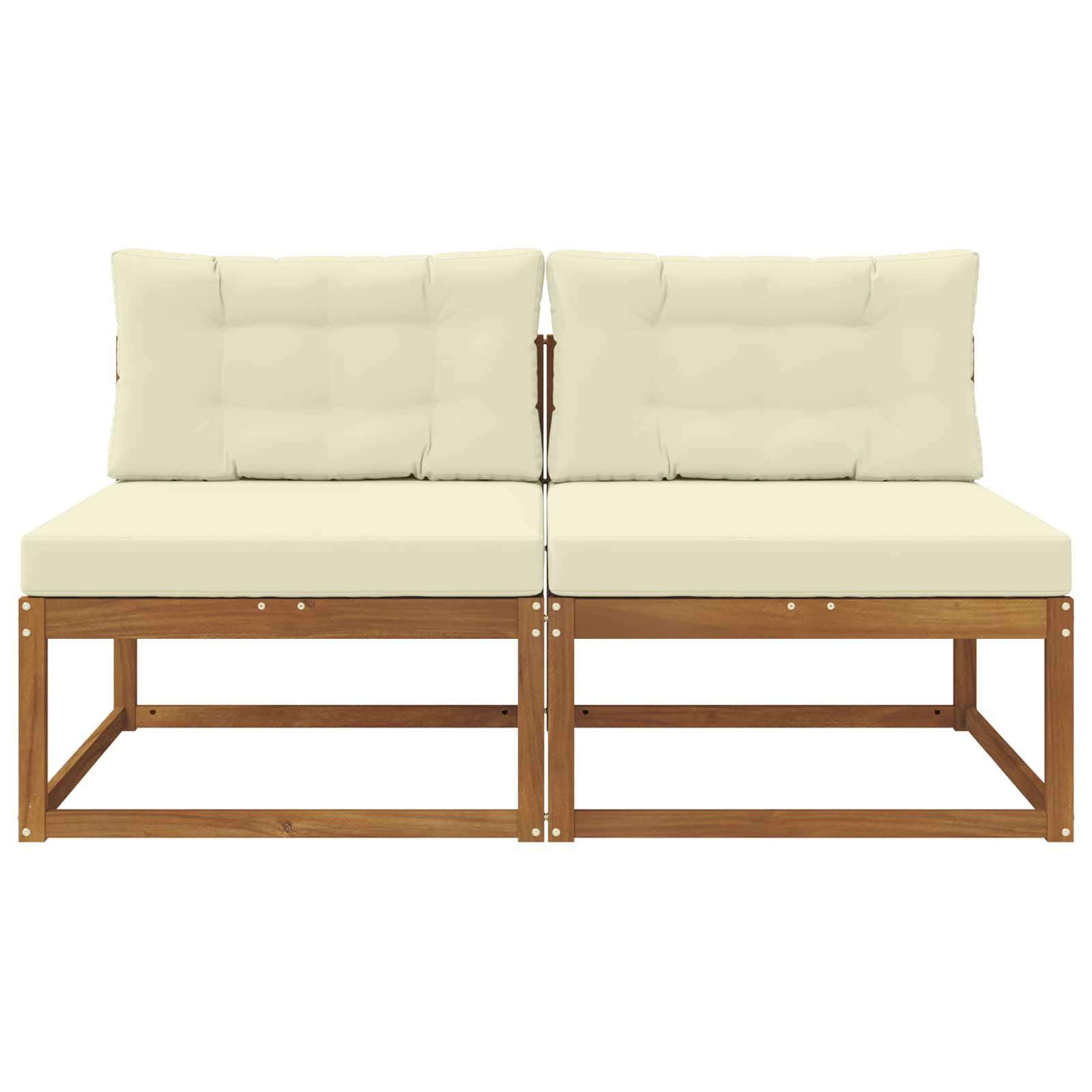 Buiten Midden Sofa met kussen 2 Stuk Naturel Massief Acaciahout image 3