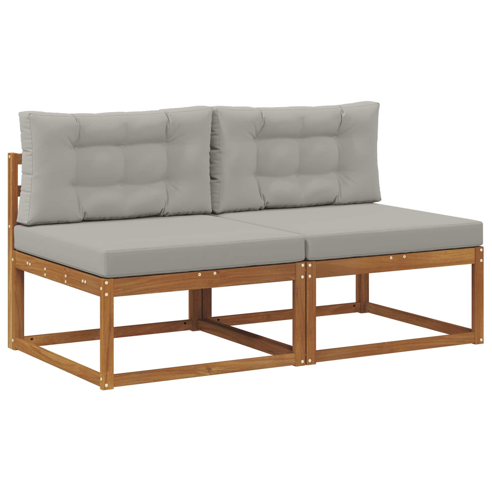 Buiten Midden Sofa met kussen 2 Stuk Naturel Massief Acaciahout image 2