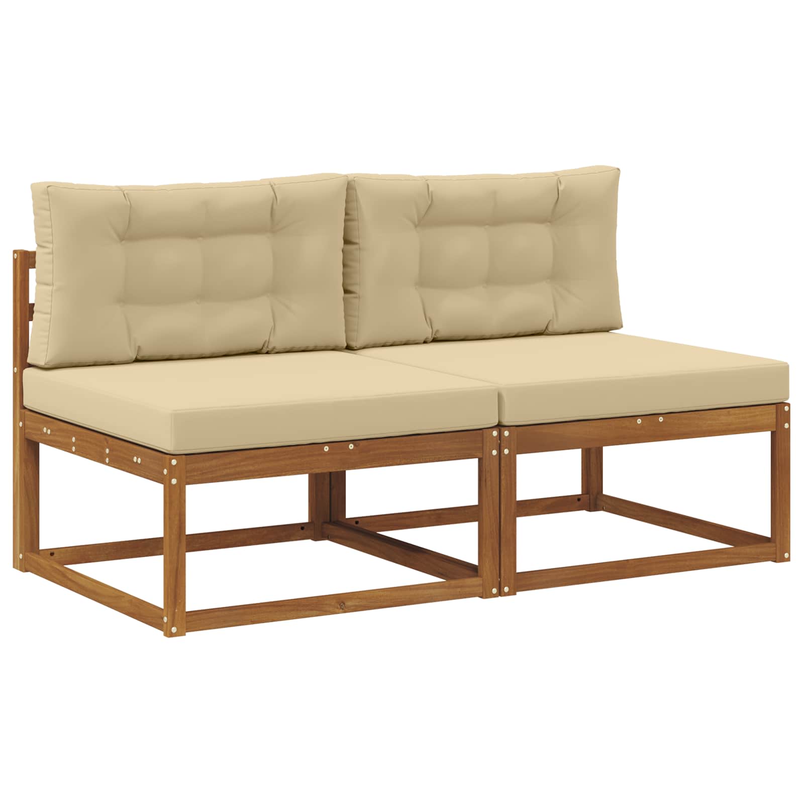Buiten Midden Sofa met kussen 2 Stuk Naturel Massief Acaciahout image 2