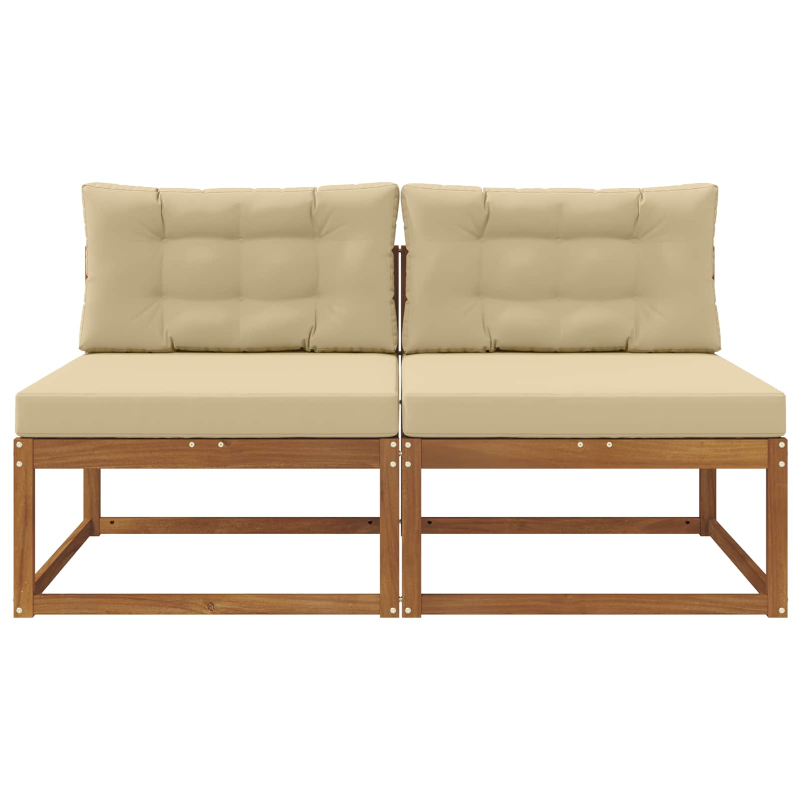 Buiten Midden Sofa met kussen 2 Stuk Naturel Massief Acaciahout image 3