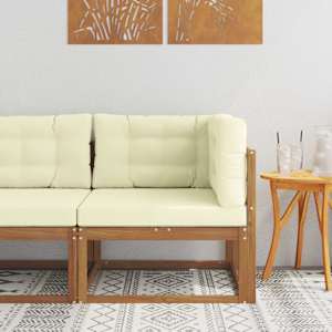 Zunanja kotna sedežna garnitura Masiven les akacije Naravna