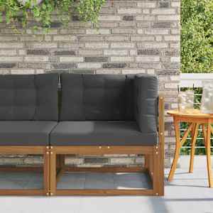 Zunanja kotna sedežna garnitura Masiven les akacije Naravna