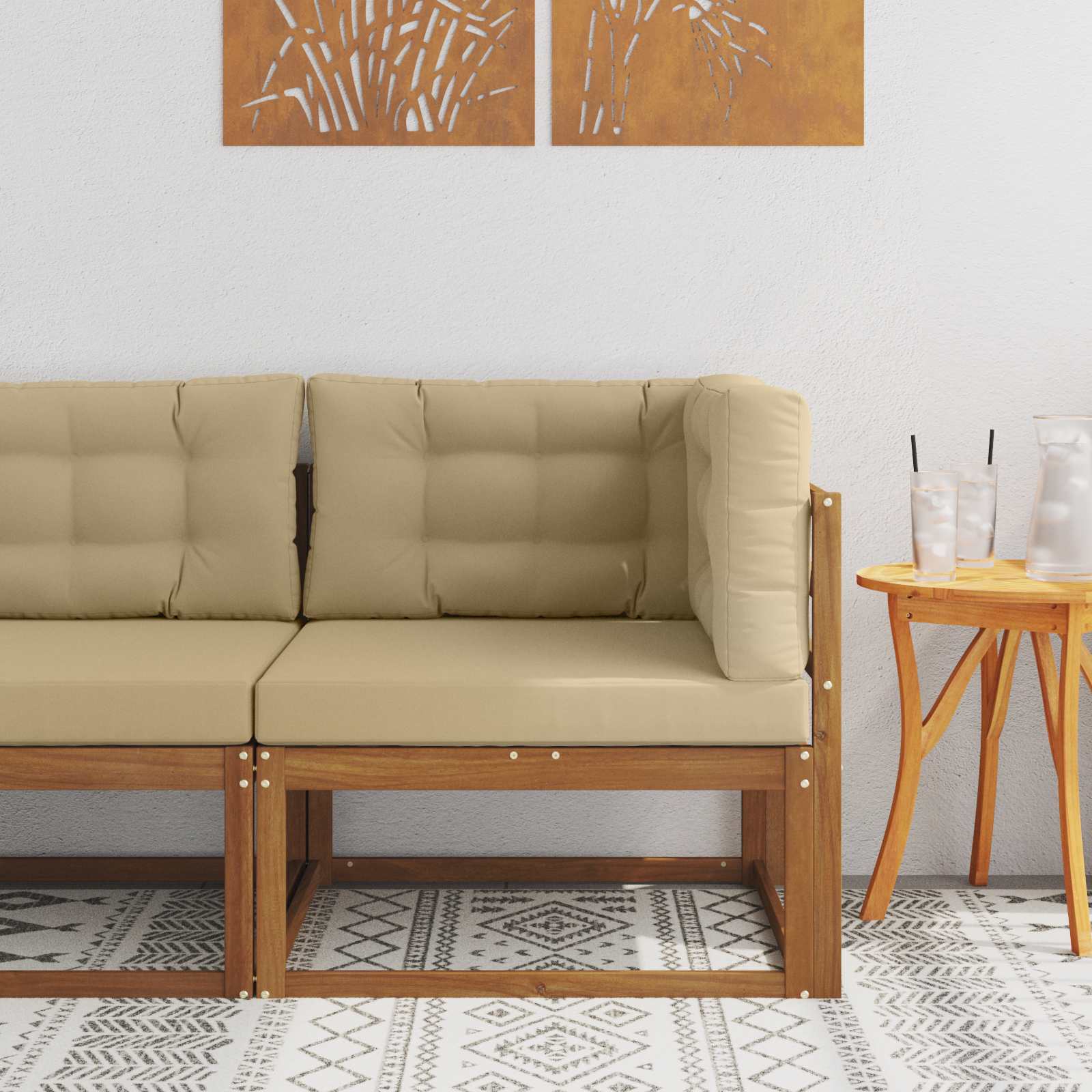 Outdoor Hoekbank Massief Acaciahout Naturel image 1