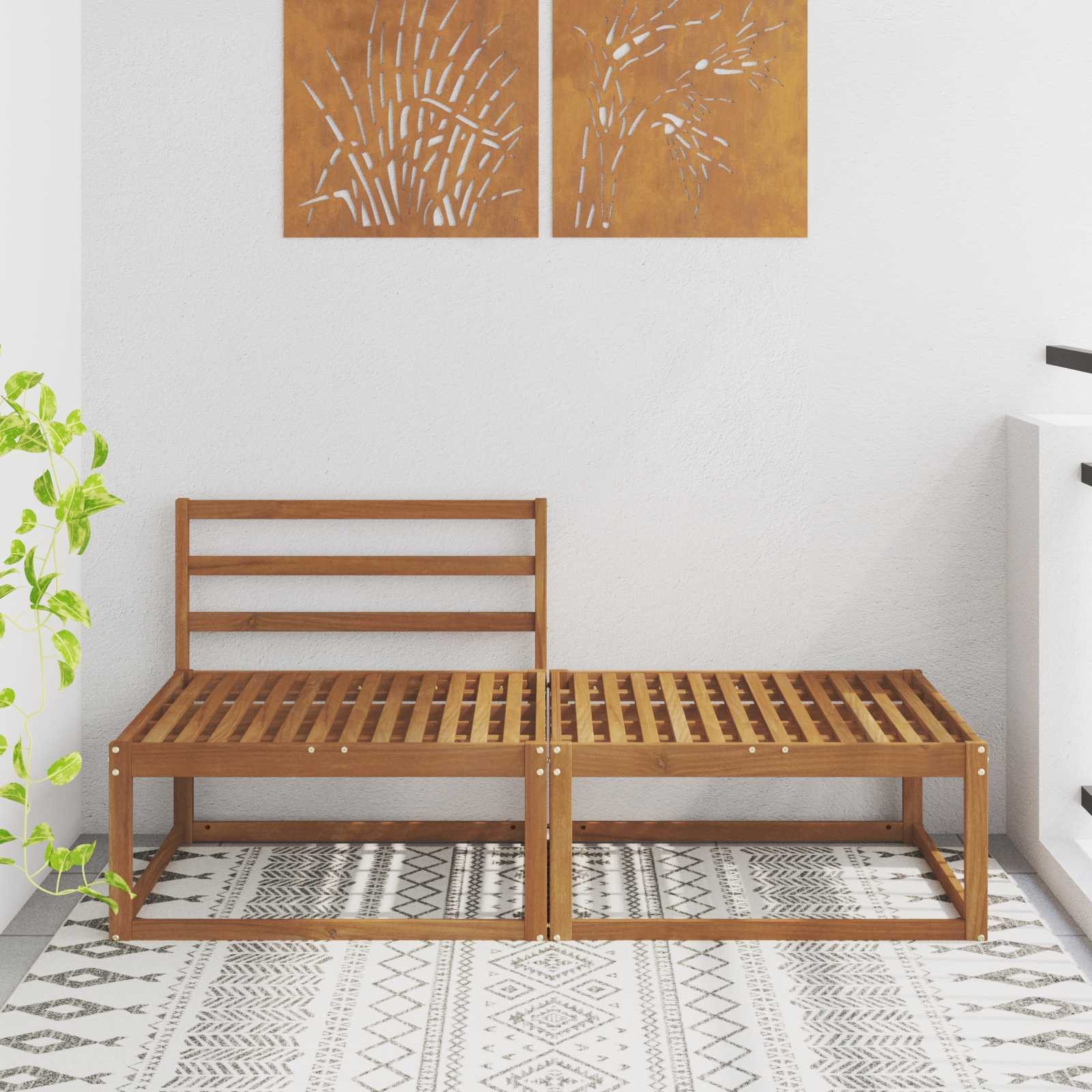 Sectie Sofa Eenheden 2 Stuk Naturel Massief Acaciahout image 1