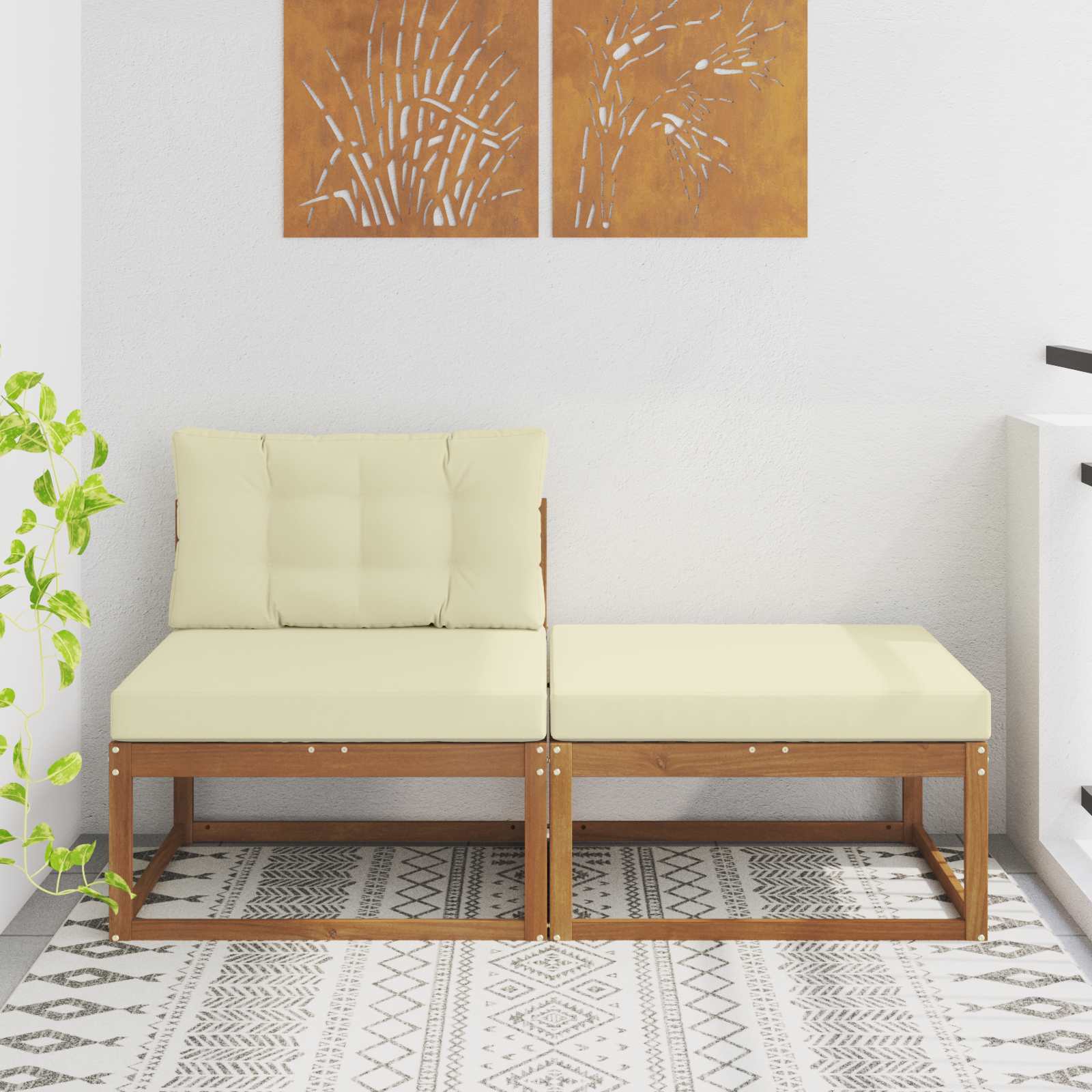 Sectie Sofa Eenheden 2 Stuk Naturel Massief Acaciahout image 1