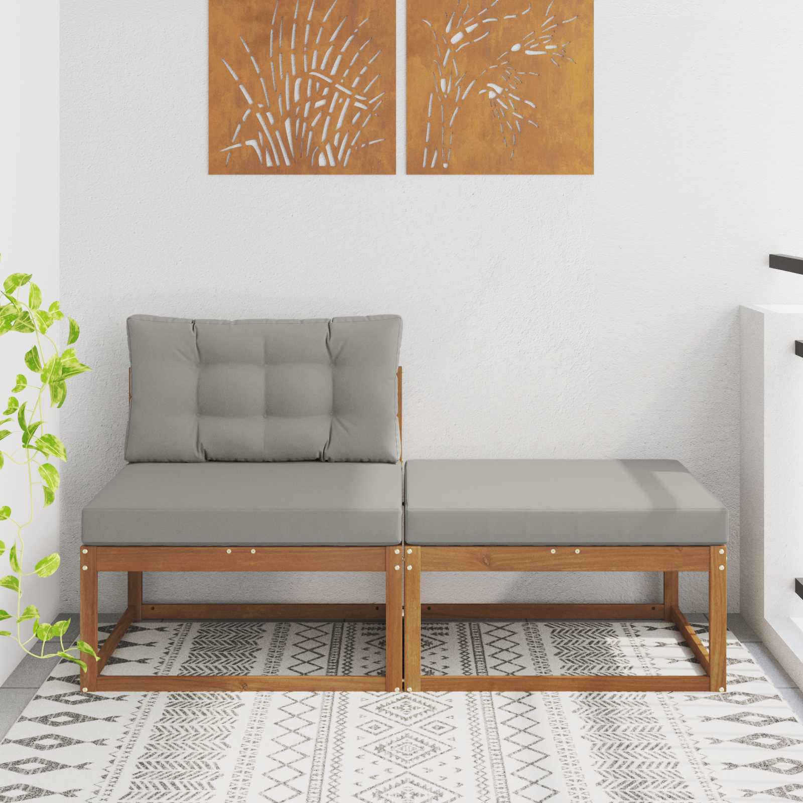 Sectie Sofa Eenheden 2 Stuk Naturel Massief Acaciahout image 1