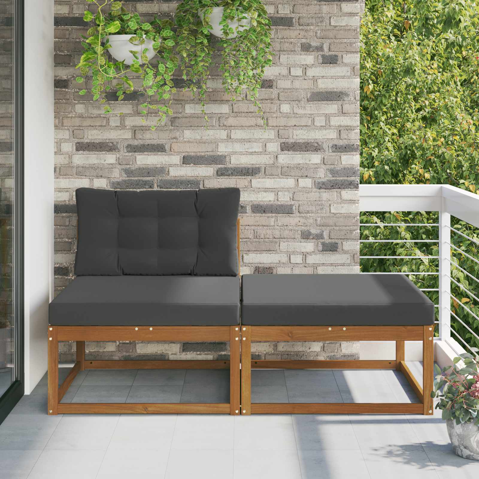 Sectie Sofa Eenheden 2 Stuk Naturel Massief Acaciahout image 1