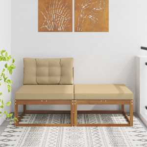 Sekcijski kavč z blazino 2 Kos Naravna Masiven les akacije