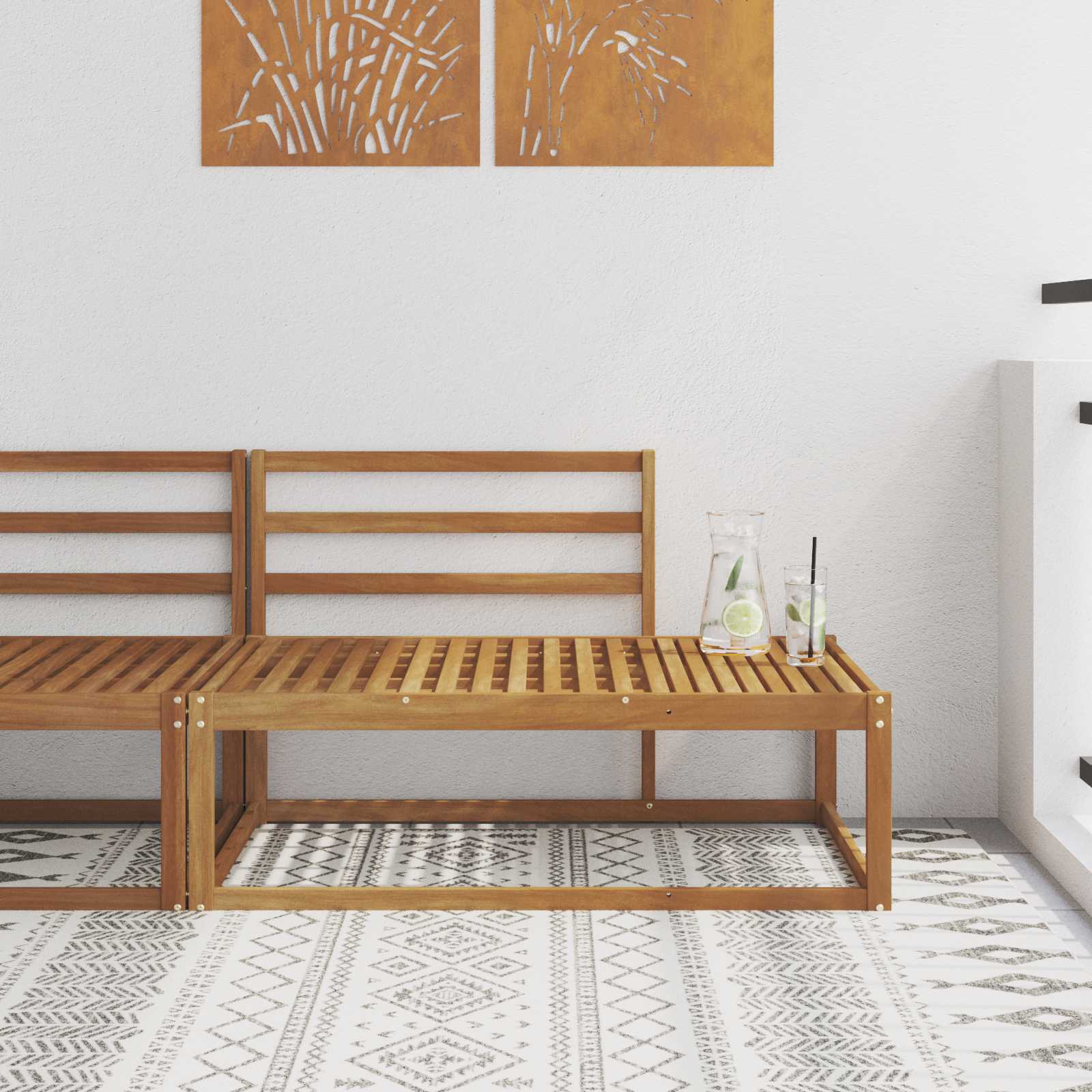 Buiten Eindbank Naturel 115 x 83 x 73 cm Massief Acaciahout image 1