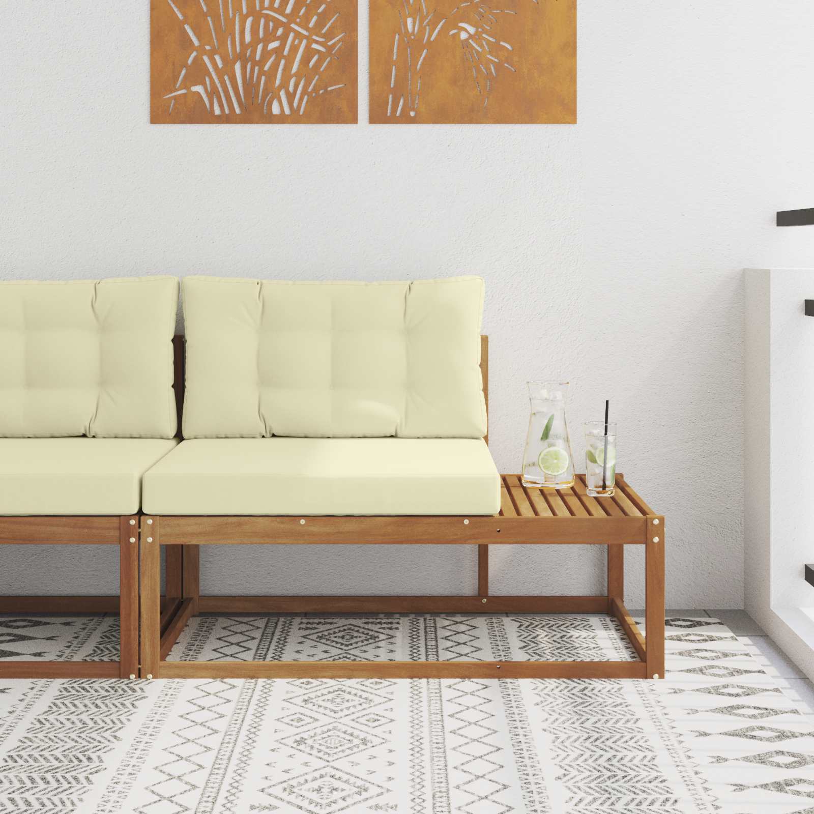 Buiten Eindbank Naturel 115 x 83 x 73 cm Massief Acaciahout image 1