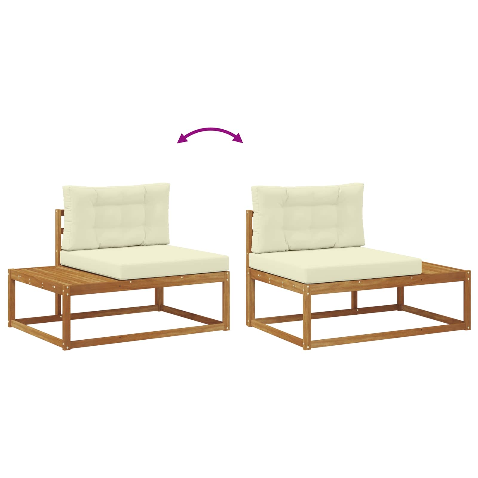 Buiten Eindbank Naturel 115 x 83 x 73 cm Massief Acaciahout image 9