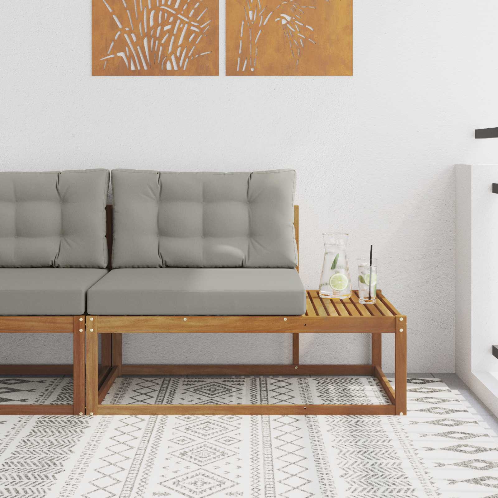 Buiten Eindbank Naturel 115 x 83 x 73 cm Massief Acaciahout image 1