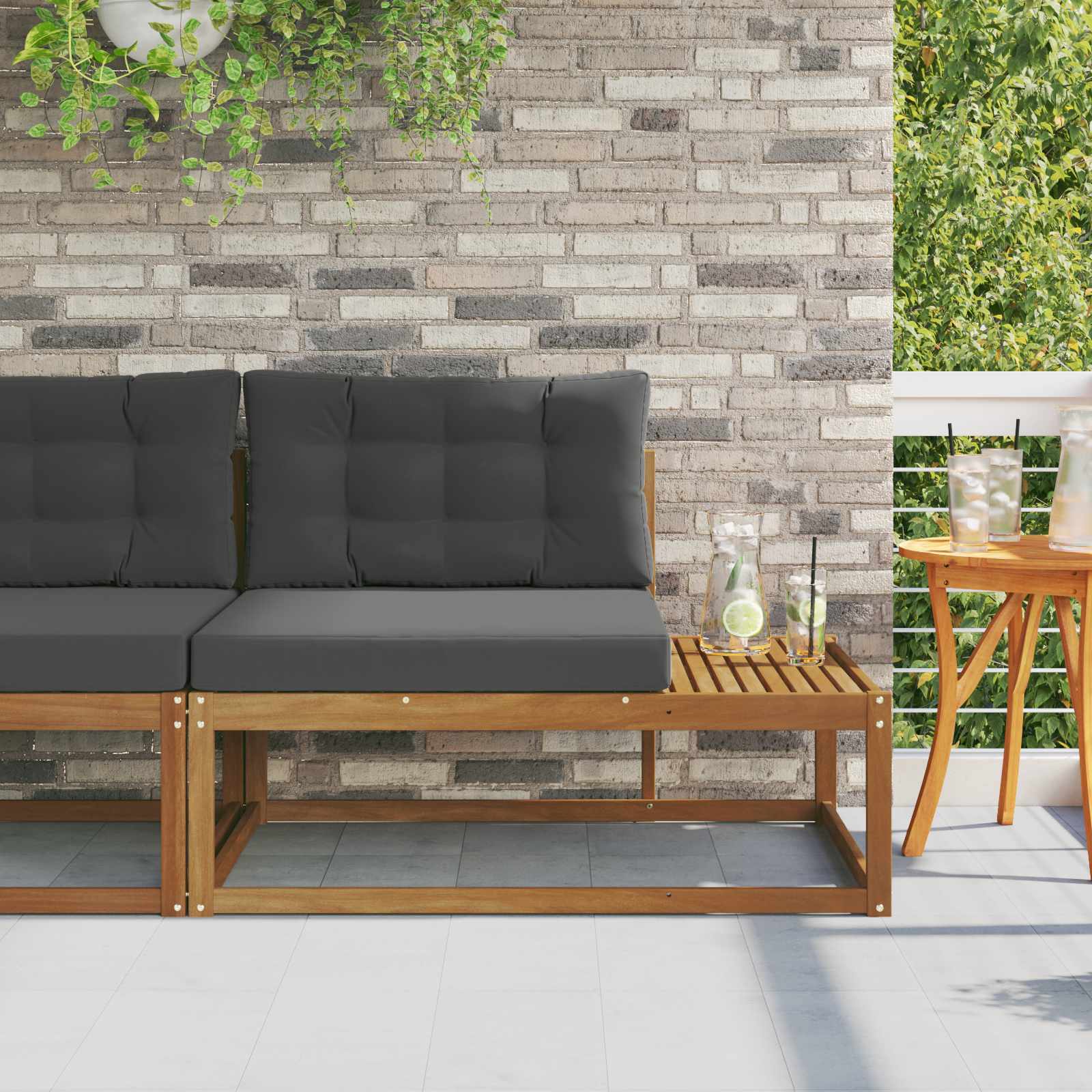 vidaXL Canapea de exterior cu braț final natural 115 x 83 x 73 cm