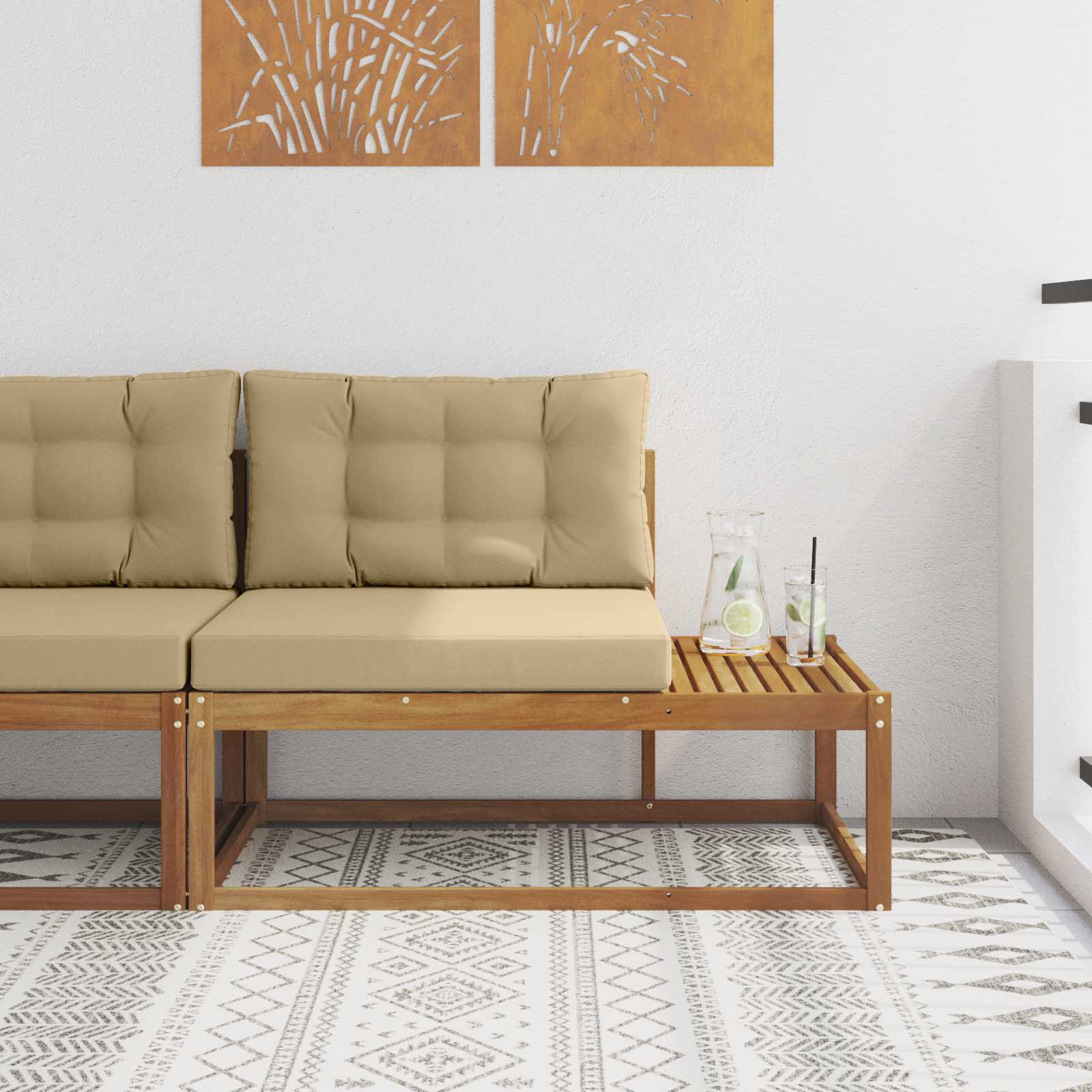 Buiten Eindbank Naturel 115 x 83 x 73 cm Massief Acaciahout image 1