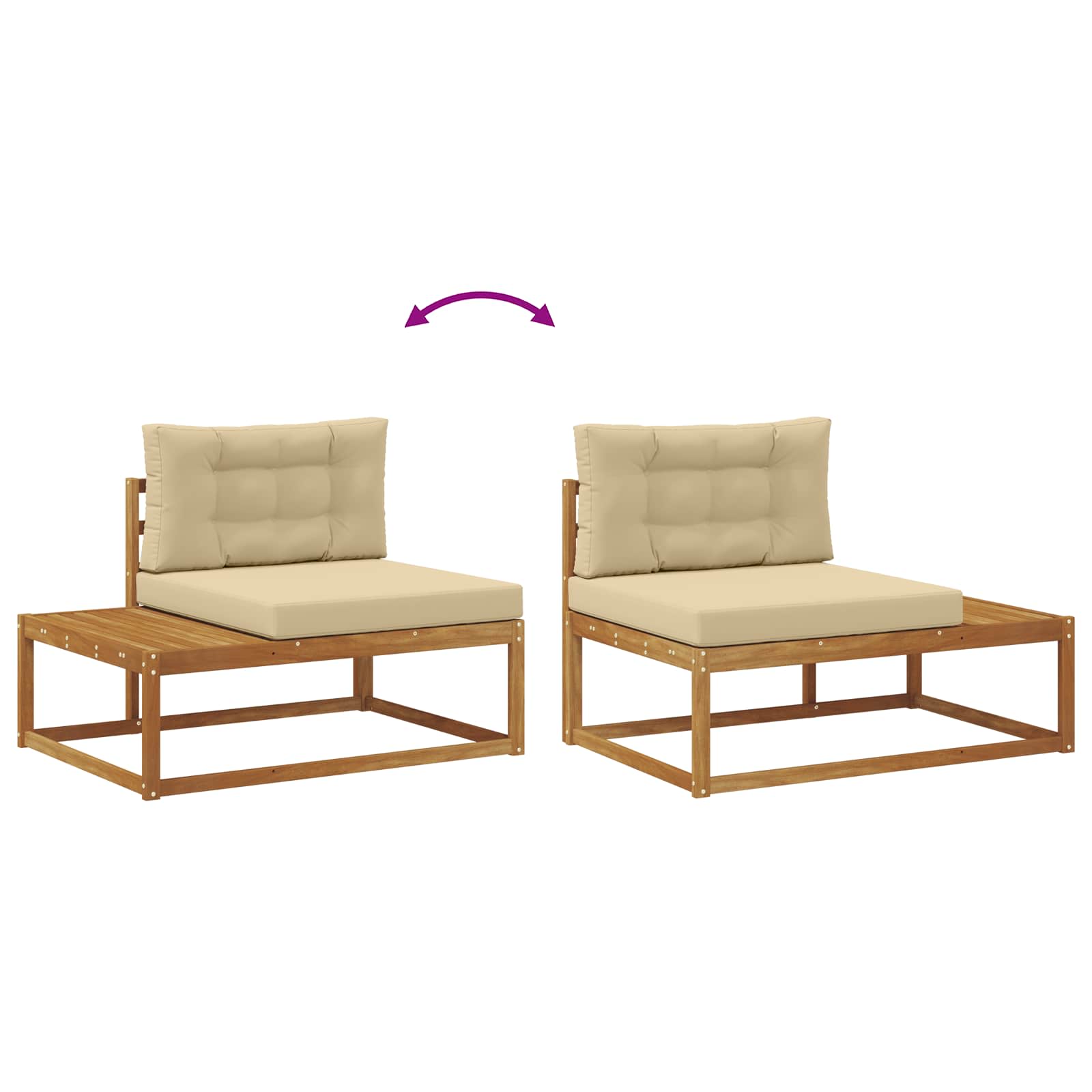 Buiten Eindbank Naturel 115 x 83 x 73 cm Massief Acaciahout image 9