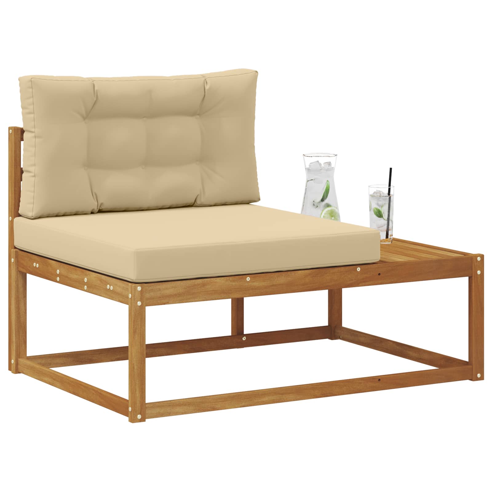 Buiten Eindbank Naturel 115 x 83 x 73 cm Massief Acaciahout image 3