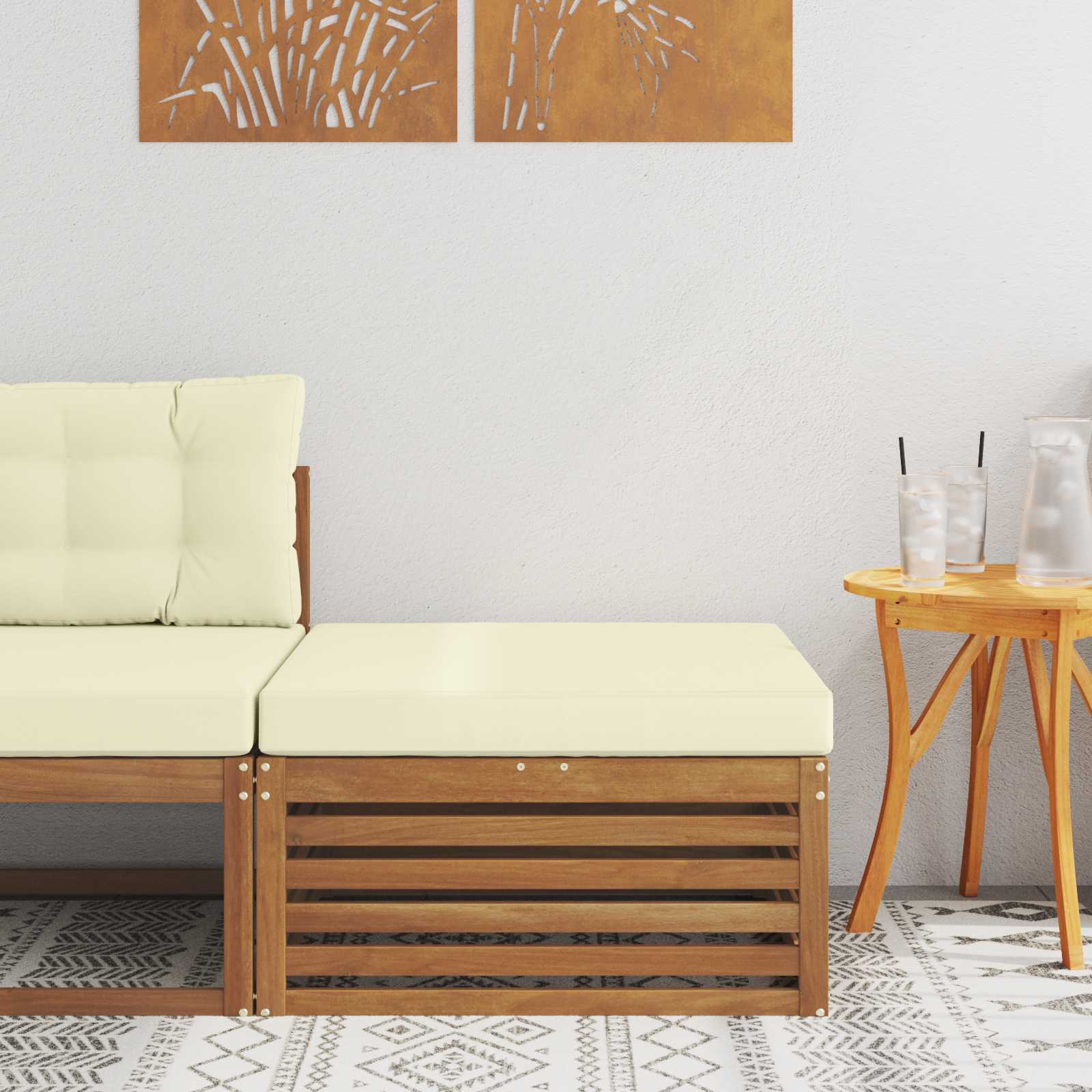 Buiten Voetenbank Massief Acaciahout Naturel image 1