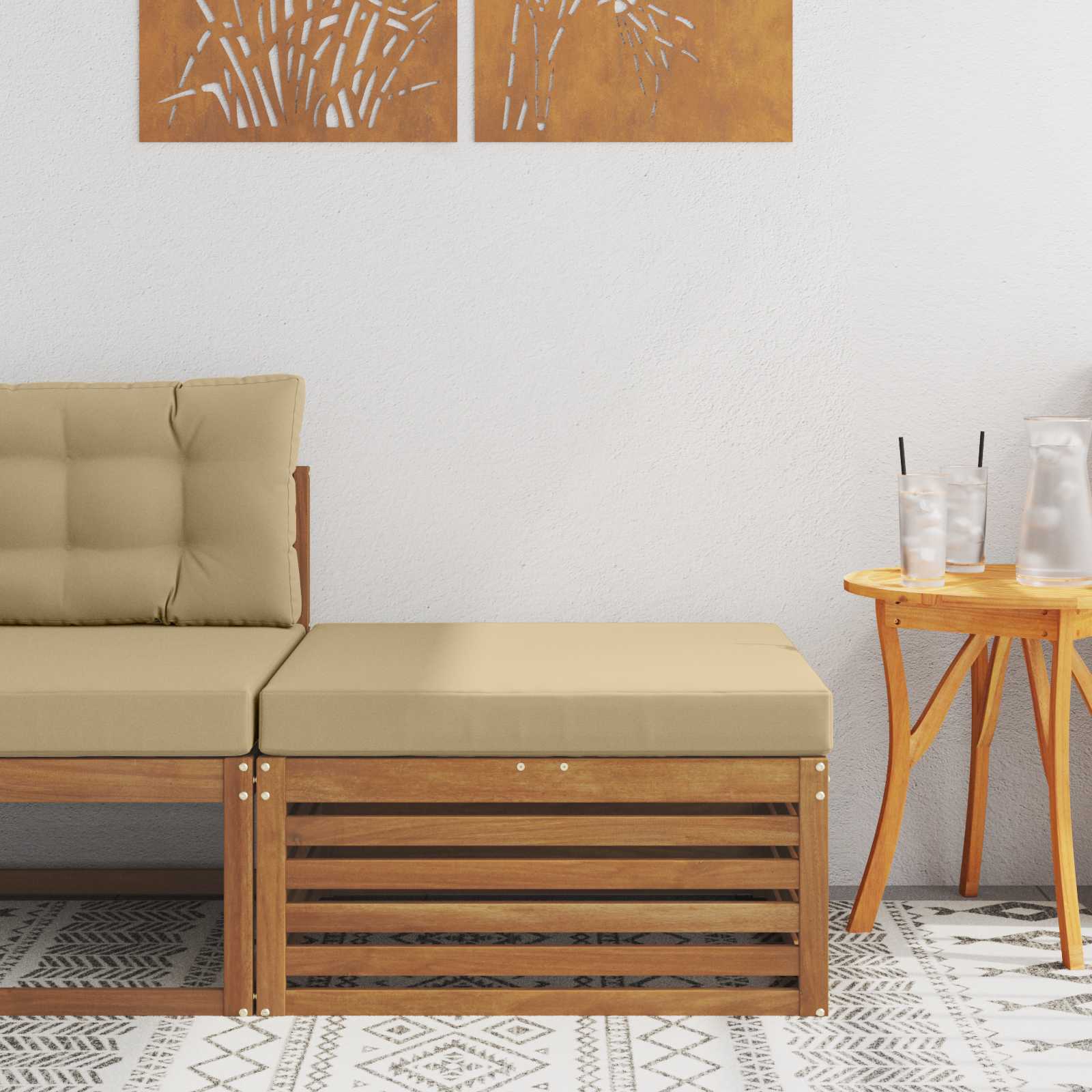 Buiten Voetenbank Massief Acaciahout Naturel image 1